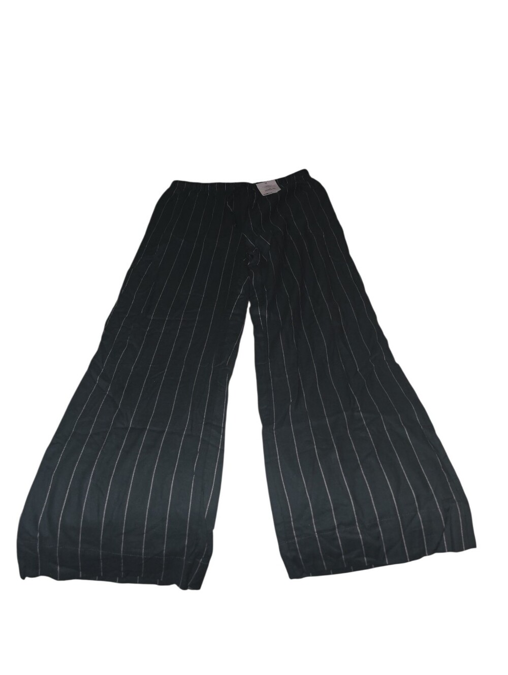 Womens Auden Black Pinstripe Wide-Leg Flannel Lounge Pants, Medium, NWT!!!!
